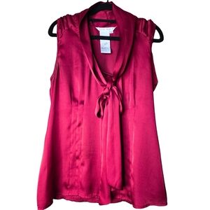 Elegant Deep Cherry Red Sleeveless Blouse